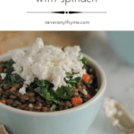 bowl of lentils topped with goat cheese