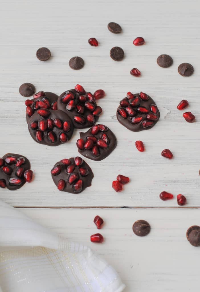 chocolate and pomegranate seeds