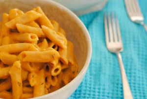 a bowl of butternut mac and cheese