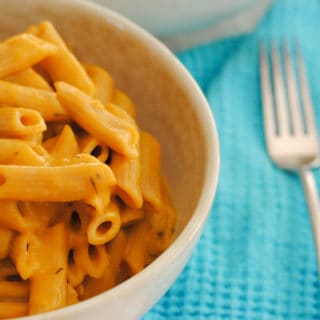 a bowl of butternut mac and cheese