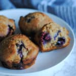 plate of whole wheat lemon blueberry muffins