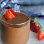 chocolate protein smoothie with strawberries