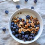 blueberries and walnuts with yogurt