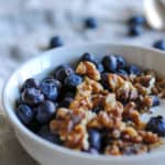 blueberries and walnuts with yogurt