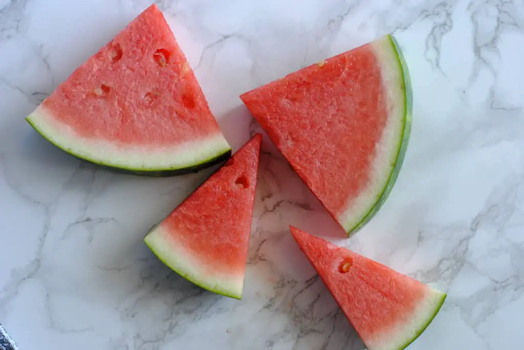 watermelon slices on marble background