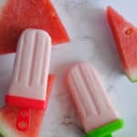 watermelon yogurt popsicles with fresh watermelon slices