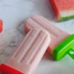 watermelon yogurt popsicles with fresh watermelon slices