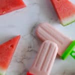 watermelon yogurt popsicles with fresh watermelon slices