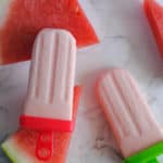 watermelon yogurt popsicles with fresh watermelon slices