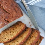 Healthy zucchini bread slices on marble background