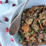 easy whole wheat stuffing in serving dish