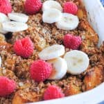 overnight french toast casserole topped with fruit