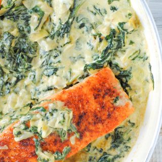 spinach in creamy spinach and artichoke sauce